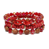 94248, CELLULOID ACETATE ACCENT MULTI LAYERED BEAD STRETCH BRACELET