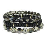 94248, CELLULOID ACETATE ACCENT MULTI LAYERED BEAD STRETCH BRACELET