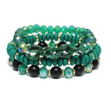 94248, CELLULOID ACETATE ACCENT MULTI LAYERED BEAD STRETCH BRACELET