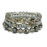 94248, CELLULOID ACETATE ACCENT MULTI LAYERED BEAD STRETCH BRACELET