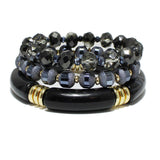 94249, CELLULOID ACETATE TUBE MULTI LAYERED BEAD STRETCH BRACELET