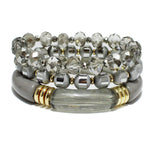 94249, CELLULOID ACETATE TUBE MULTI LAYERED BEAD STRETCH BRACELET