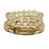 94249, CELLULOID ACETATE TUBE MULTI LAYERED BEAD STRETCH BRACELET