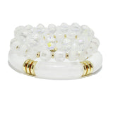 94249, CELLULOID ACETATE TUBE MULTI LAYERED BEAD STRETCH BRACELET