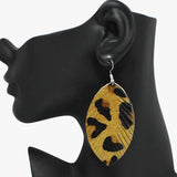 94252, GENUINE LEATHER MOHAIR LEAF EARRING