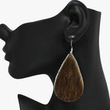 94253, GENUINE LEATHER MOHAIR TEARDROP EARRING