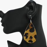 94253, GENUINE LEATHER MOHAIR TEARDROP EARRING
