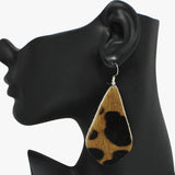 94254, GENUINE LEATHER MOHAIR GEOMETRIC EARRING