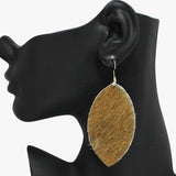 94254, GENUINE LEATHER MOHAIR MARQUISE EARRING