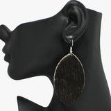94254, GENUINE LEATHER MOHAIR MARQUISE EARRING