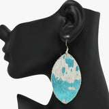 94254, GENUINE LEATHER MOHAIR GEOMETRIC EARRING