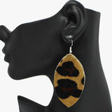 94254, GENUINE LEATHER MOHAIR GEOMETRIC EARRING