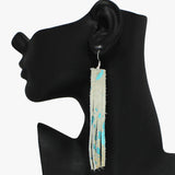 94257, GENUINE LEATHER MOHAIR TASSEL DROP EARRING