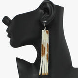 94257, GENUINE LEATHER MOHAIR TASSEL DROP EARRING
