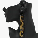 94257, GENUINE LEATHER MOHAIR TASSEL DROP EARRING