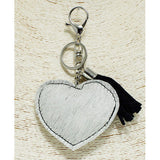 94258, GENUINE LEATHER HEART KEYCHAIN WITH TASSEL, VALENTINE'S DAY