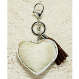 94258, GENUINE LEATHER HEART KEYCHAIN WITH TASSEL, VALENTINE'S DAY