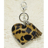 94258, GENUINE LEATHER HEART KEYCHAIN WITH TASSEL, VALENTINE'S DAY