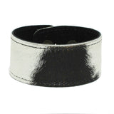 94260, GENUINE LEATHER MOHAIR BUTTON CLOSE BRACELET