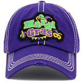 94268, "MARDI GRAS" WASHED VINTAGE BALL CAP