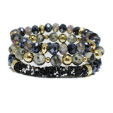 94248, GLITTER ACCENT MULTI LAYERED BEAD STRETCH BRACELET