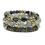 94248, GLITTER ACCENT MULTI LAYERED BEAD STRETCH BRACELET
