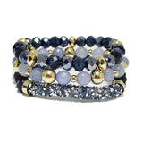 94248, GLITTER ACCENT MULTI LAYERED BEAD STRETCH BRACELET
