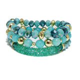 94248, GLITTER ACCENT MULTI LAYERED BEAD STRETCH BRACELET