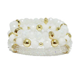 94248, GLITTER ACCENT MULTI LAYERED BEAD STRETCH BRACELET