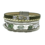 94274, GEOMETRIC DRUZY ACCENT LEATHER MAGNETIC CLOSURE BRACELET