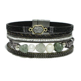 94274, GEOMETRIC DRUZY ACCENT LEATHER MAGNETIC CLOSURE BRACELET