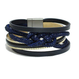 94275, TWISTED GLITTER ACCENT FAUX LEATHER MAGNETIC CLOSURE BRACELET