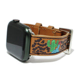 94282, CACTUS & SUNFLOWER WESTERN LEATHER APPLE WATCH BAND *38MM-40MM