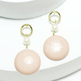 94311, GOLD DIPPED, GLITTER ROUND WITH PEARL DROP DANGLE EARRING