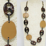 94379, GEOMETRIC CELLULOID ACETATE WITH LEATHER LONG NECKLACE