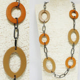 94381, GEOMETRIC LEATHER LONG NECKLACE