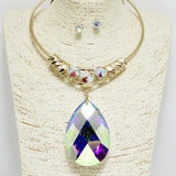 94400, CHUNKY TEARDROP RHINESTONE CHOKER NECKLACE