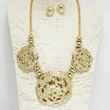 94403, TEXTURED GEOMETRIC METAL NECKLACE