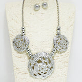 94403, TEXTURED GEOMETRIC METAL NECKLACE