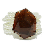 94416, GEOMETRIC ACRYLIC ACCENT PEARL CLUSTER STRETCH BRACELET