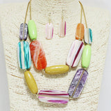 94450, GEOMETRIC CELLULOID ACETATE DOUBLE LAYERED NECKLACE