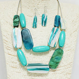 94450, GEOMETRIC CELLULOID ACETATE DOUBLE LAYERED NECKLACE