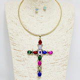 94466, CROSS RHINESTONE NECKLACE