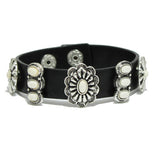 94476, WESTERN CONCHO ACCENT LEATHER BUTTON CLOSURE BRACELET
