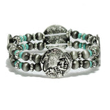 94480, WESTERN COIN WITH NAVAJO BEAD STRETCH BRACELET