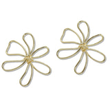 108427, GOLD DIPPED BRASS BOLD WIRE FLOWER POST EARRING