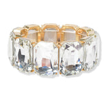 94523, RECTANGLE RHINESTONE ACCENT STRETCH BRACELET