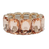 94523, RECTANGLE RHINESTONE ACCENT STRETCH BRACELET, WEDDING, BRIDAL, PROM