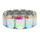 94523, RECTANGLE RHINESTONE ACCENT STRETCH BRACELET, WEDDING, BRIDAL, PROM