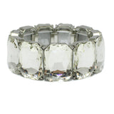 94523, RECTANGLE RHINESTONE ACCENT STRETCH BRACELET, WEDDING, BRIDAL, PROM